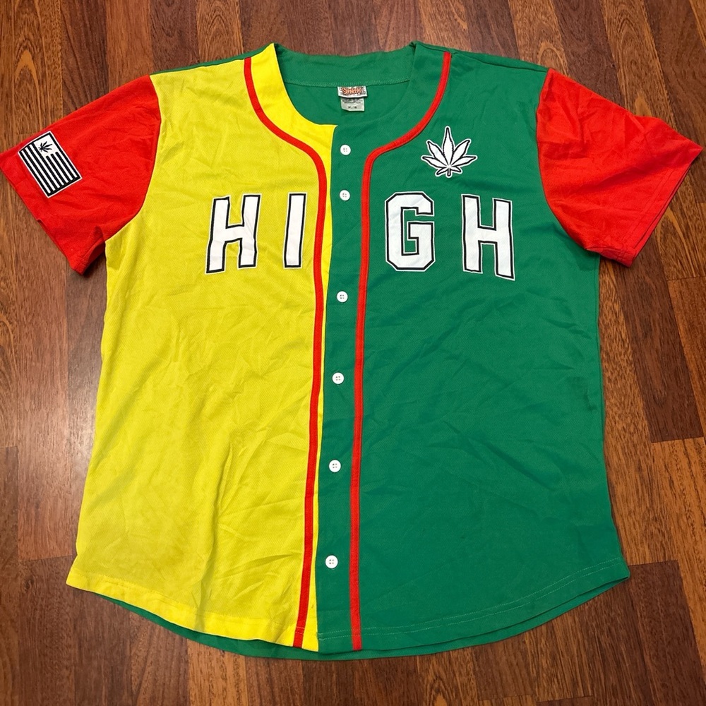 Spencer’s High 420 Rasta Colorblock Baseball Jersey Size XL